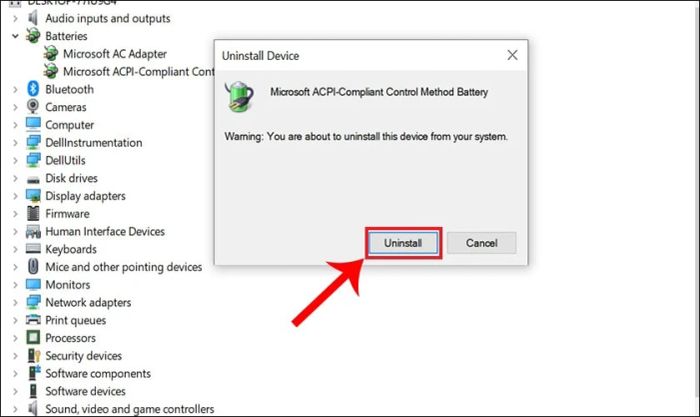 Nhấn chọn Uninstall để gỡ cài đặt Driver