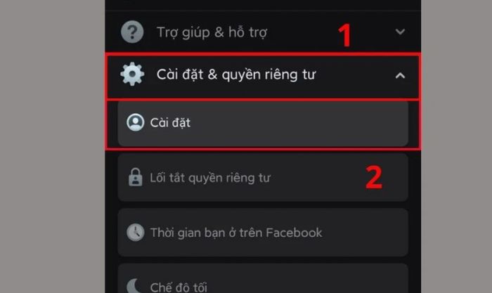 Kéo xuống và chọn Cài đặt & quyền riêng tư, sau đó chọn Cài đặt