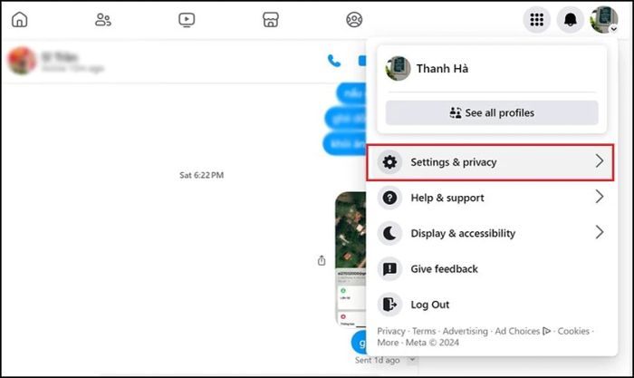 Chọn tiếp vào mục Settings & privacy