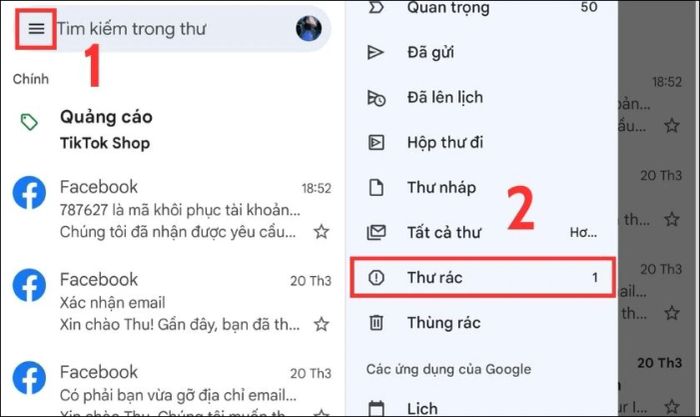 Kiểm tra trong thư rác của Email