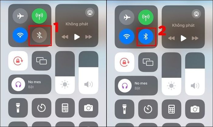 Vuốt xuống màn hình để mở Trung tâm điều khiển, tắt và bật lại Bluetooth.