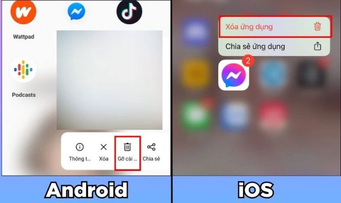 Gỡ và cài lại ứng dụng Messenger để khắc phục sự cố.