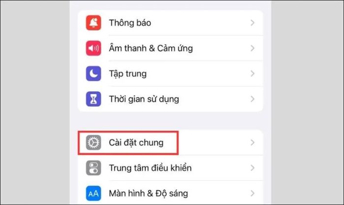 Mở ứng dụng Cài đặt và chọn Cài đặt chung