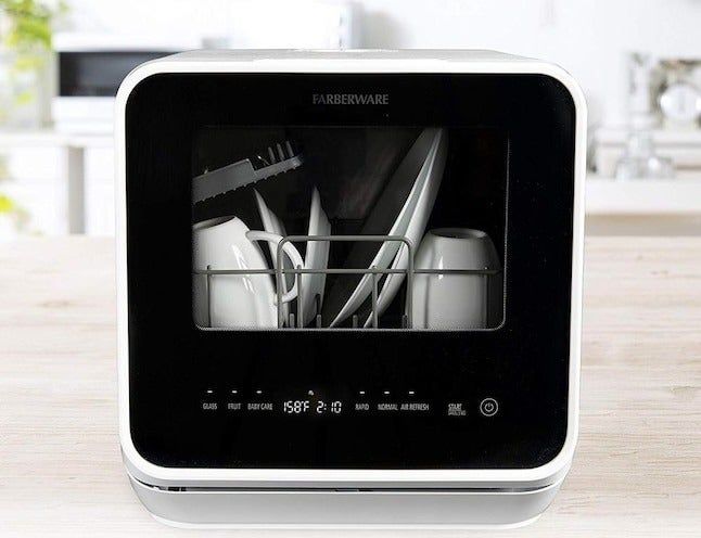 A countertop dishwasher with a transparent window, so you can easily see your dishes as they’re being washed.