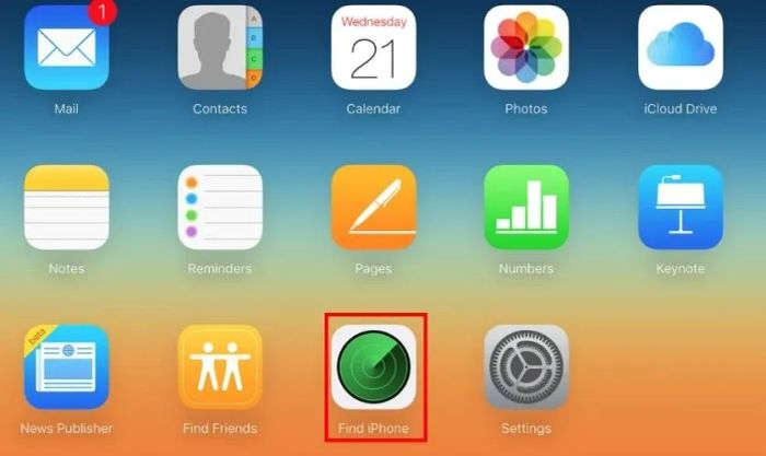 Chọn Find iPhone khi iPad bị vô hiệu hóa để tìm thiết bị cần phục hồi