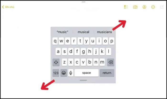 Khôi phục bàn phím iPad bị thu nhỏ trong chế độ bàn phím nổi về mặc định