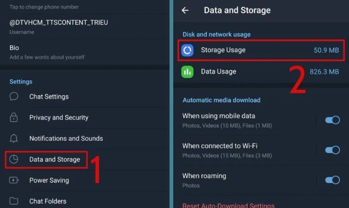 Chọn vào mục Storage Usage