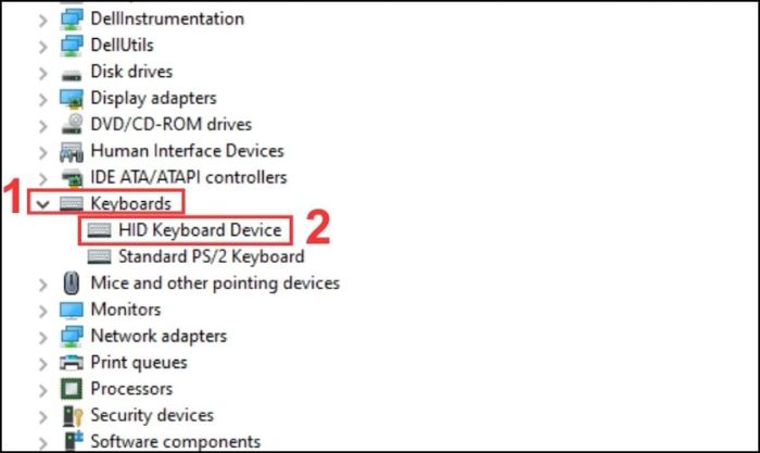 Nhấn chuột phải vào HID Keyboard Device