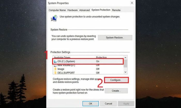 Chọn ổ đĩa C và nhấn vào Configure để tiếp tục.