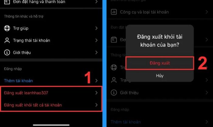 Chọn tùy chọn Đăng xuất hoặc Đăng xuất khỏi tất cả các tài khoản