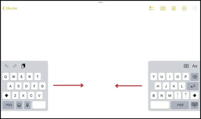Dùng hai ngón tay kéo lại để khôi phục bàn phím iPad bị thu nhỏ