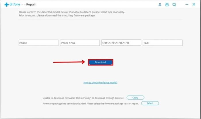 Nhấn vào nút Download để tải phần mềm Dr.Fone - Repair
