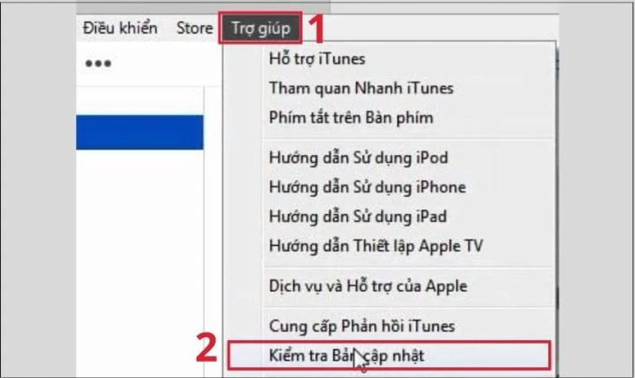 Cập nhật ứng dụng iTunes lên phiên bản mới nhất