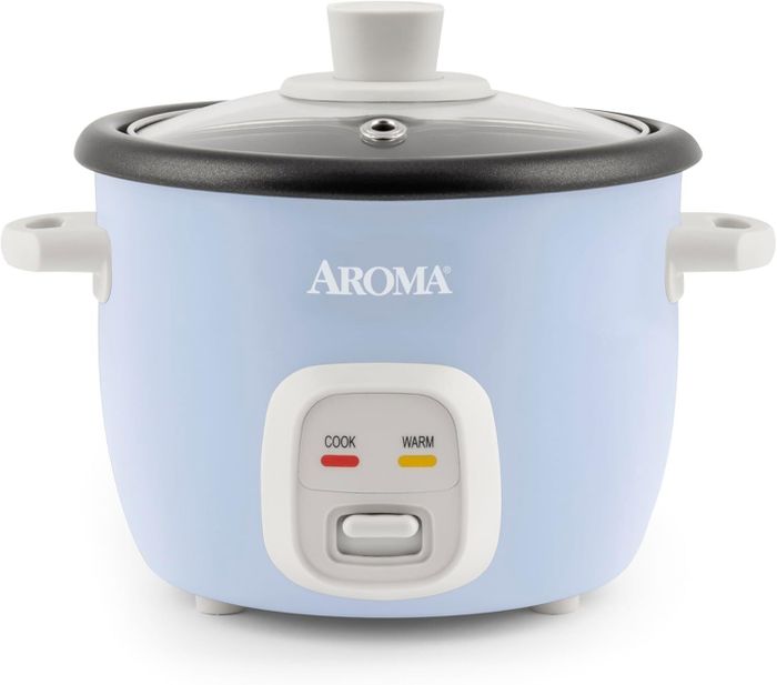 The compact blue rice cooker