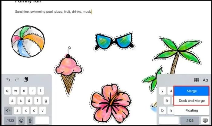 Sử dụng lệnh Merge hoặc Merge and Dock để khắc phục lỗi bàn phím iPad bị thu nhỏ