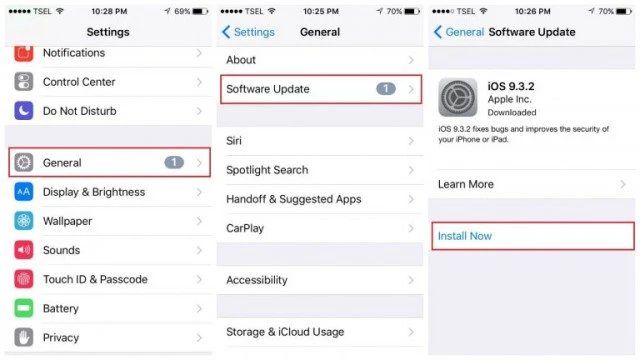 Cập nhật phiên bản iOS mới nhất để sửa lỗi