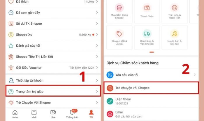 Cách trò chuyện với Shopee