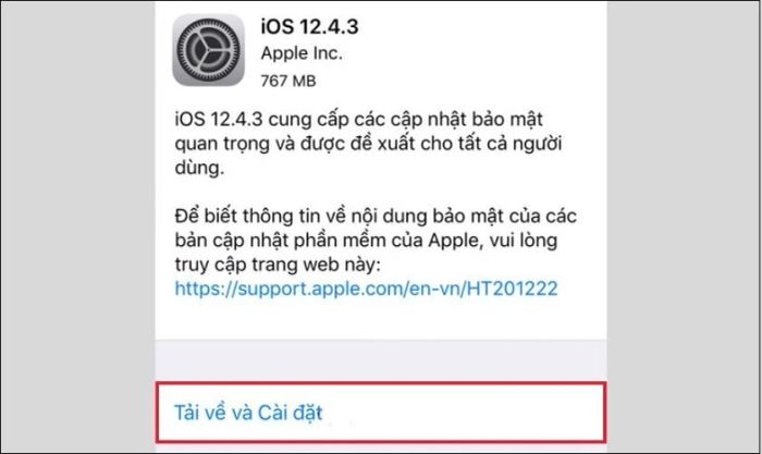 Chọn Tải về và Cài đặt để cập nhật phiên bản mới nhất