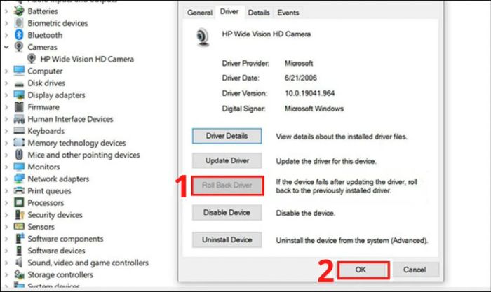 Khôi phục Driver camera trên laptop về phiên bản cũ để sửa lỗi