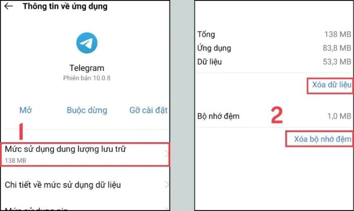 Giải phóng dữ liệu ứng dụng khi không nhận được cuộc gọi trên Telegram