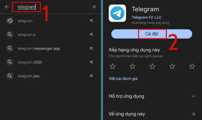 Sau khi gỡ cài đặt, bạn tìm Telegram trên CH Play và nhấn cài lại ứng dụng.