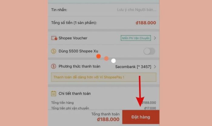 Spam nút Đặt hàng