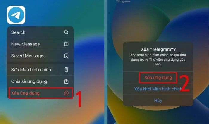 Xóa ứng dụng Telegram trên iPhone