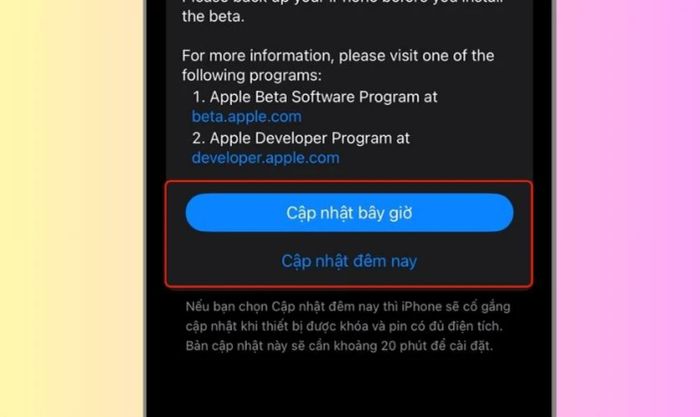 Cập nhật iPhone lên phiên bản iOS mới nhất khi gặp lỗi không sạc được