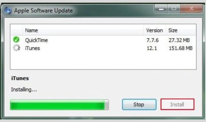 Nhấn nút Install để bắt đầu quá trình tải và cài đặt phiên bản mới
