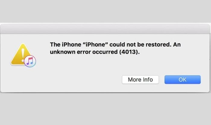 Dấu hiệu nhận biết lỗi 4013 khi khôi phục iPhone?