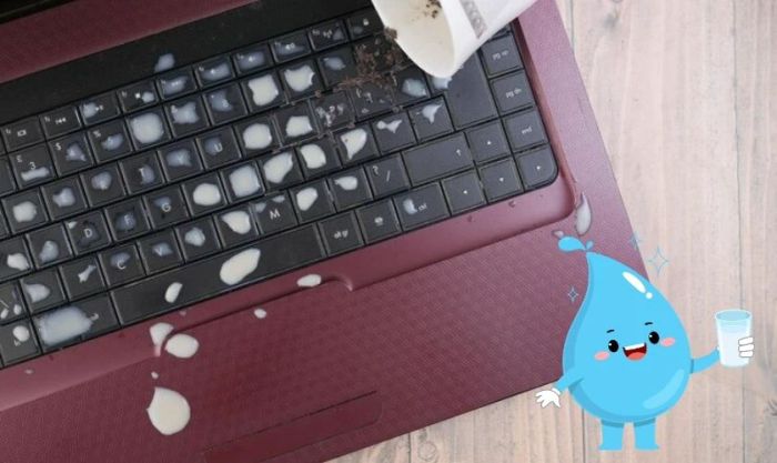 Lỗi bàn phím do tiếp xúc với nước gây ra tình trạng kẹt hoặc liệt phím laptop