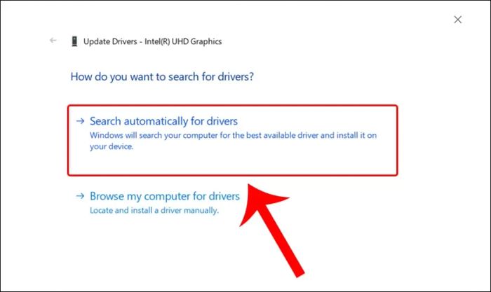 Chọn vào Tìm kiếm driver tự động