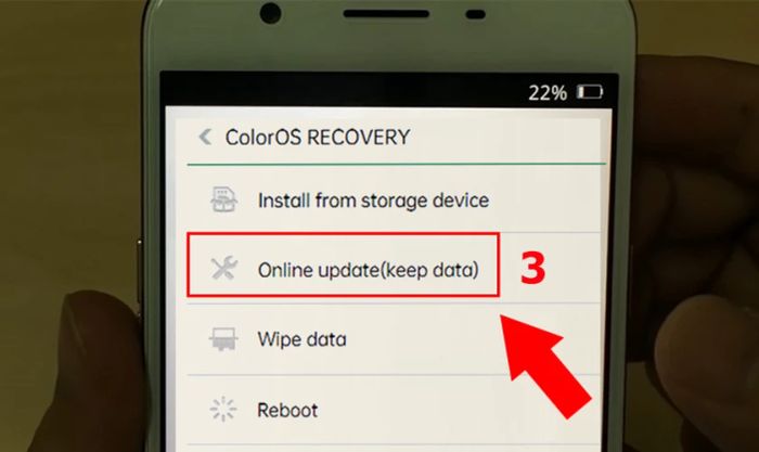 Chọn Online update keep data