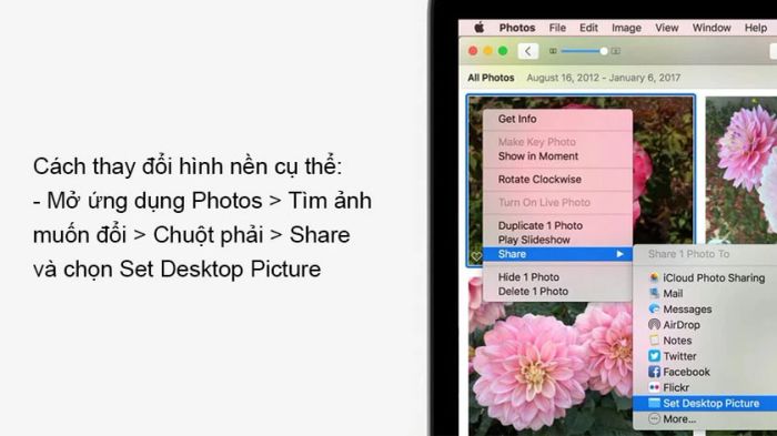Hướng dẫn thay đổi hình nền cụ thể cho Macbook