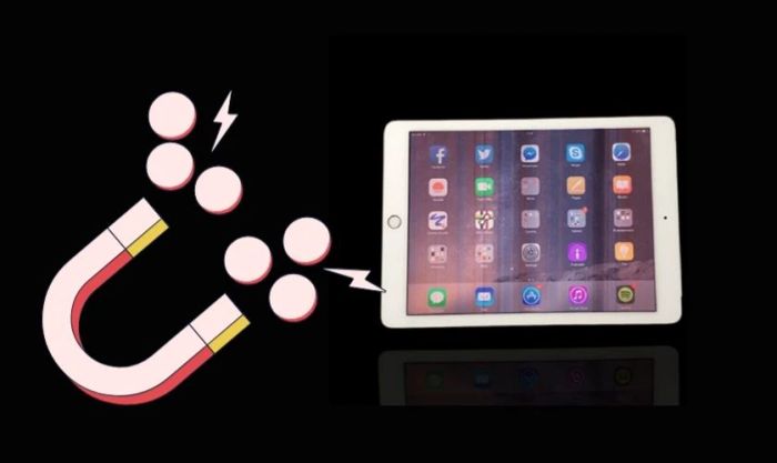 Sử dụng nam châm để sửa lỗi màn hình iPad Air 2 bị nhòe màu