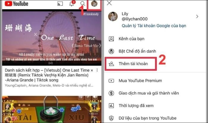 Chọn Thêm tài khoản
