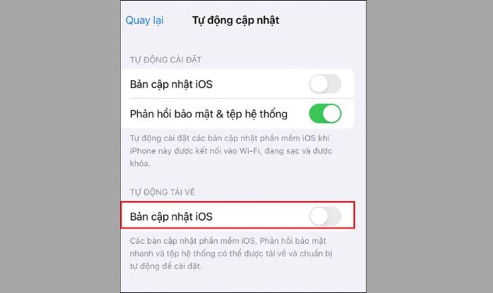Việc tắt tự động cập nhật giúp giảm tình trạng tụt pin nhanh chóng khi không sử dụng thiết bị.