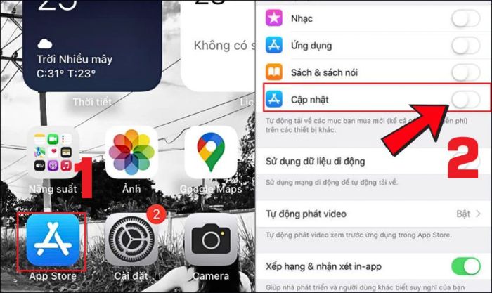 Tắt cập nhật tự động cho ứng dụng