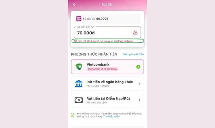 Cách khắc phục khi không thể rút tiền từ ví MoMo về tài khoản ngân hàng