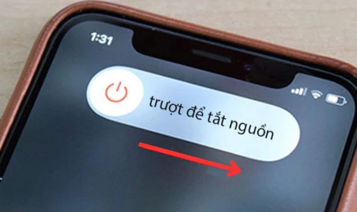 Vuốt từ trái sang phải trên thanh Trượt để tắt nguồn