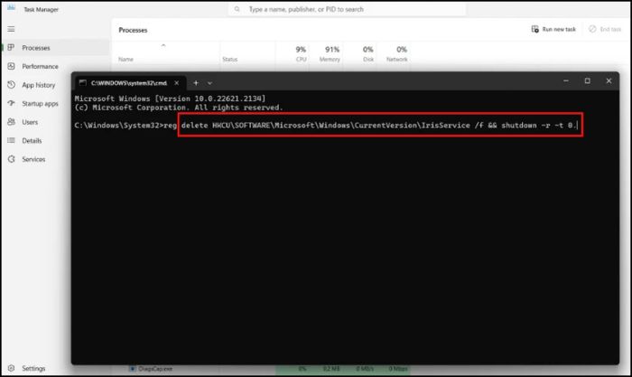 Trong cửa sổ Command Prompt, gõ lệnh trên
