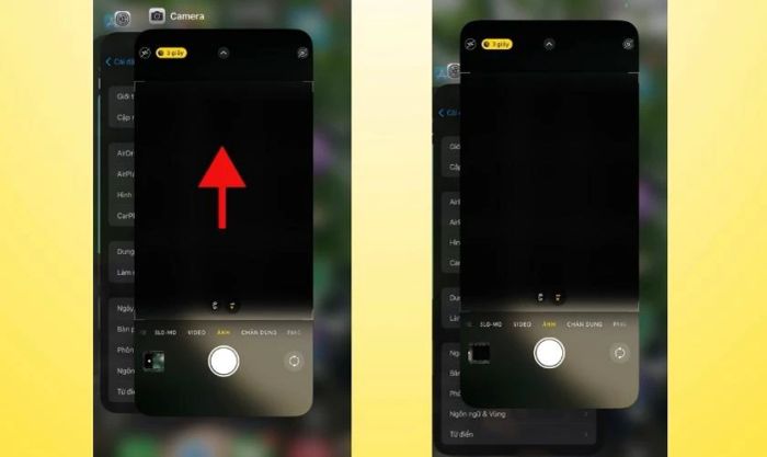 Đóng ứng dụng camera iPhone và mở lại