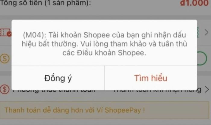 Lỗi M04 trên Shopee là gì?