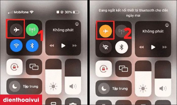 Thử bật và tắt chế độ máy bay để kiểm tra lỗi