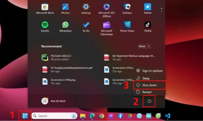 Khởi động lại máy tính Win 11 khi thanh Taskbar không hiển thị hoặc bị mất