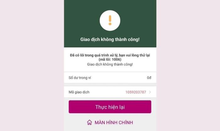 Tài khoản MoMo bị trừ tiền nhưng không thanh toán thành công