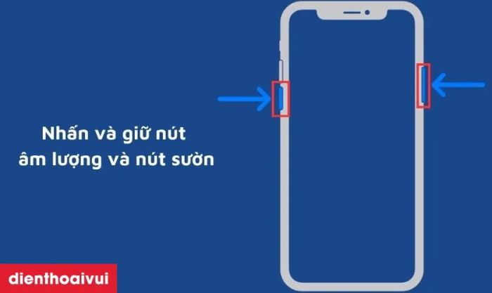 Khởi động lại iPhone bằng cách sử dụng nút sườn và nút âm lượng