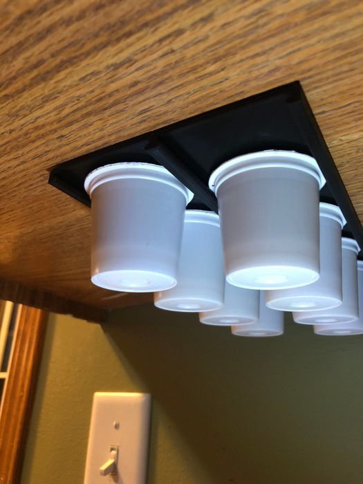 K-Cup organizer positioned under the cabinet