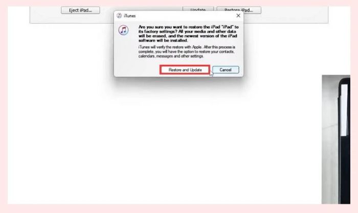Các bước thực hiện Restore bằng phím cứng khi màn hình iPad Air 2 gặp lỗi nhòe màu
