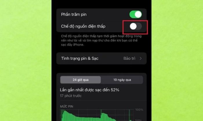 Tắt chế độ nguồn điện thấp trên iPhone